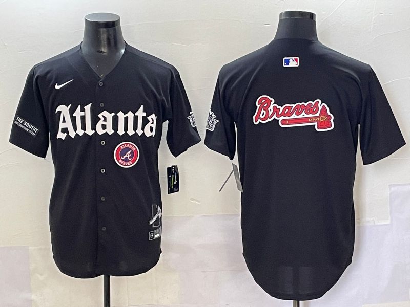 Men 2025 Atlanta Braves Blank Black Five generations Joint Name Nike MLB Jersey style 11